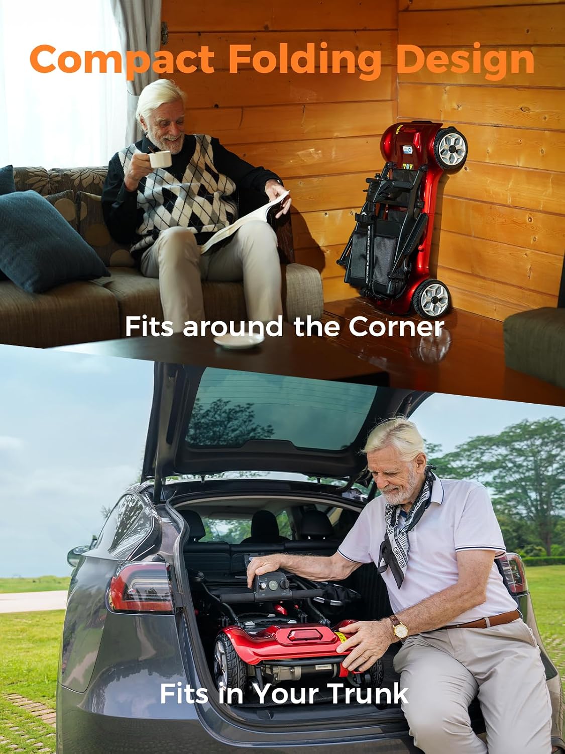 ENGWE Ease2 Pro Mobility Scooter, Lightweight Folding Mobility Scooters for Adults Seniors, 15Miles Long Travel Removable 384WH Lithium Batteries(Red)