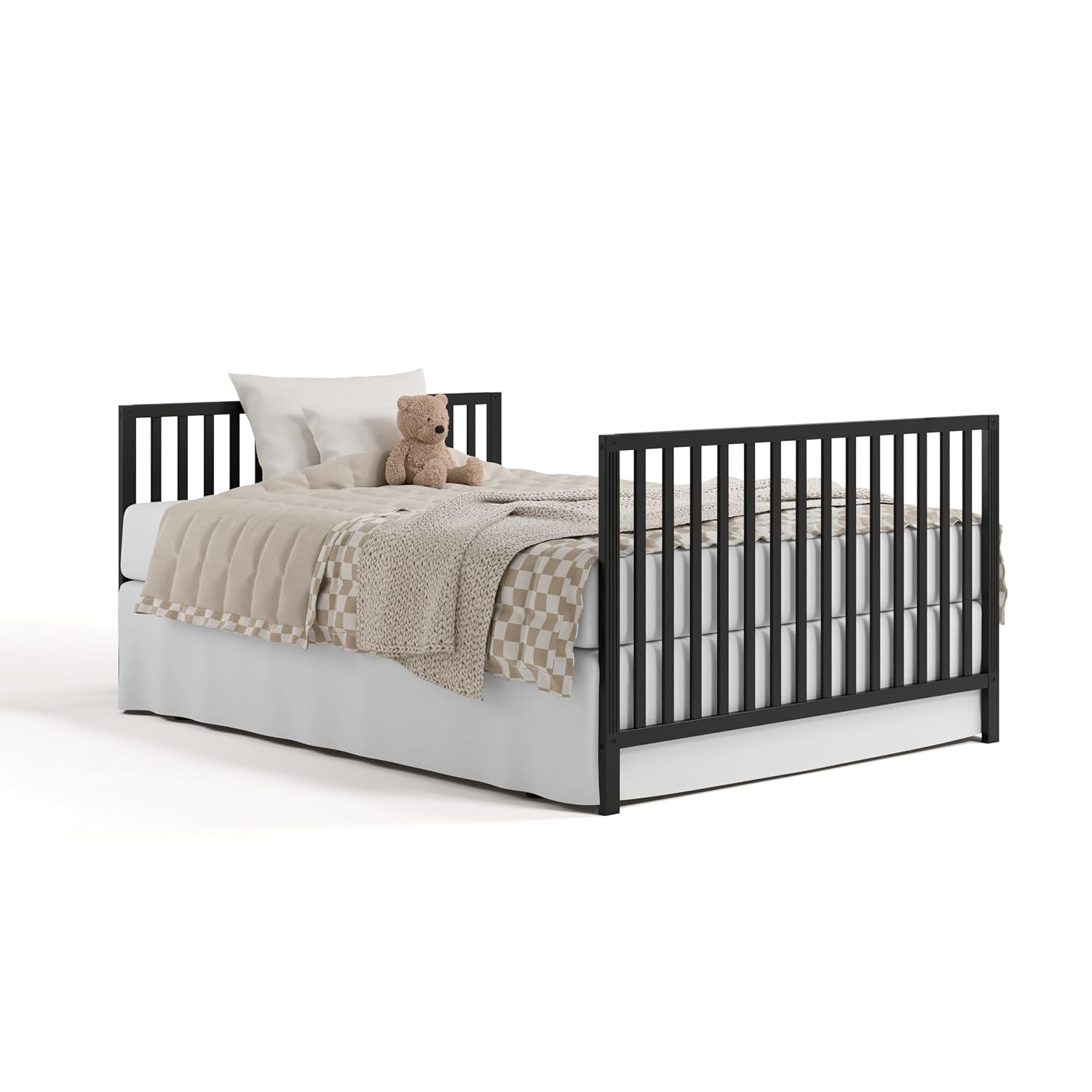 Storkcraft Morningside 5-in-1 Convertible Crib (Black) – GREENGUARD Gold Certified, Fits Standard Crib Mattress, Converts to Toddler Bed, Daybed and Full Bed, 4 Adjustable Mattress Heights