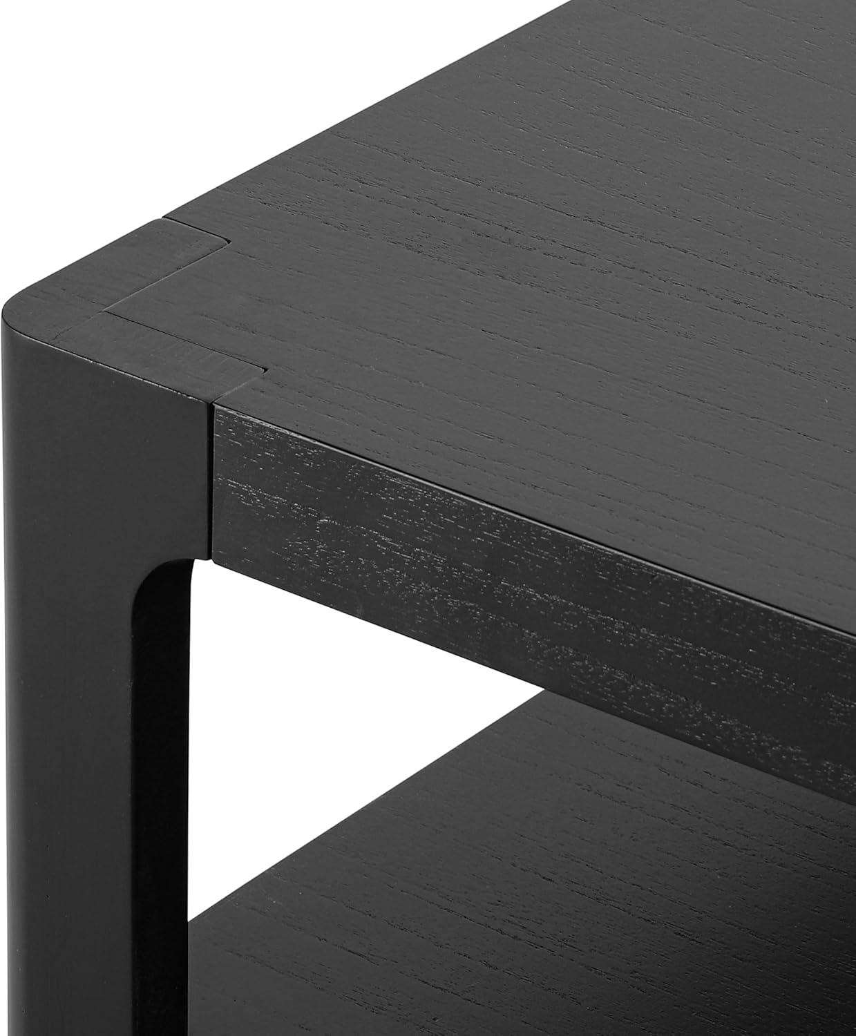 Henf 34.7' Square Coffee Table, Large 2-Tier Solid Wood Coffee Table with Open Storage Shelf and Soft Rounded Corner, Wood Cocktail Center Tea Coffee Tables for Living Meeting Room,Black