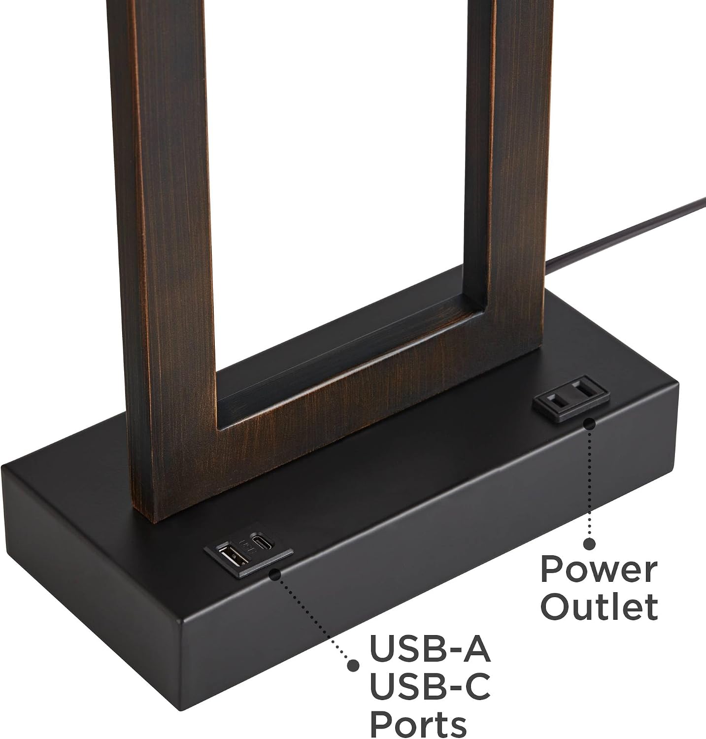 360 Lighting Todd Modern Table Lamps Set of 2 with USB and AC Power Outlet in Base 30' Tall Bronze Metal Oatmeal Fabric Rectangular Shade for Bedroom Living Room Bedside Nightstand House