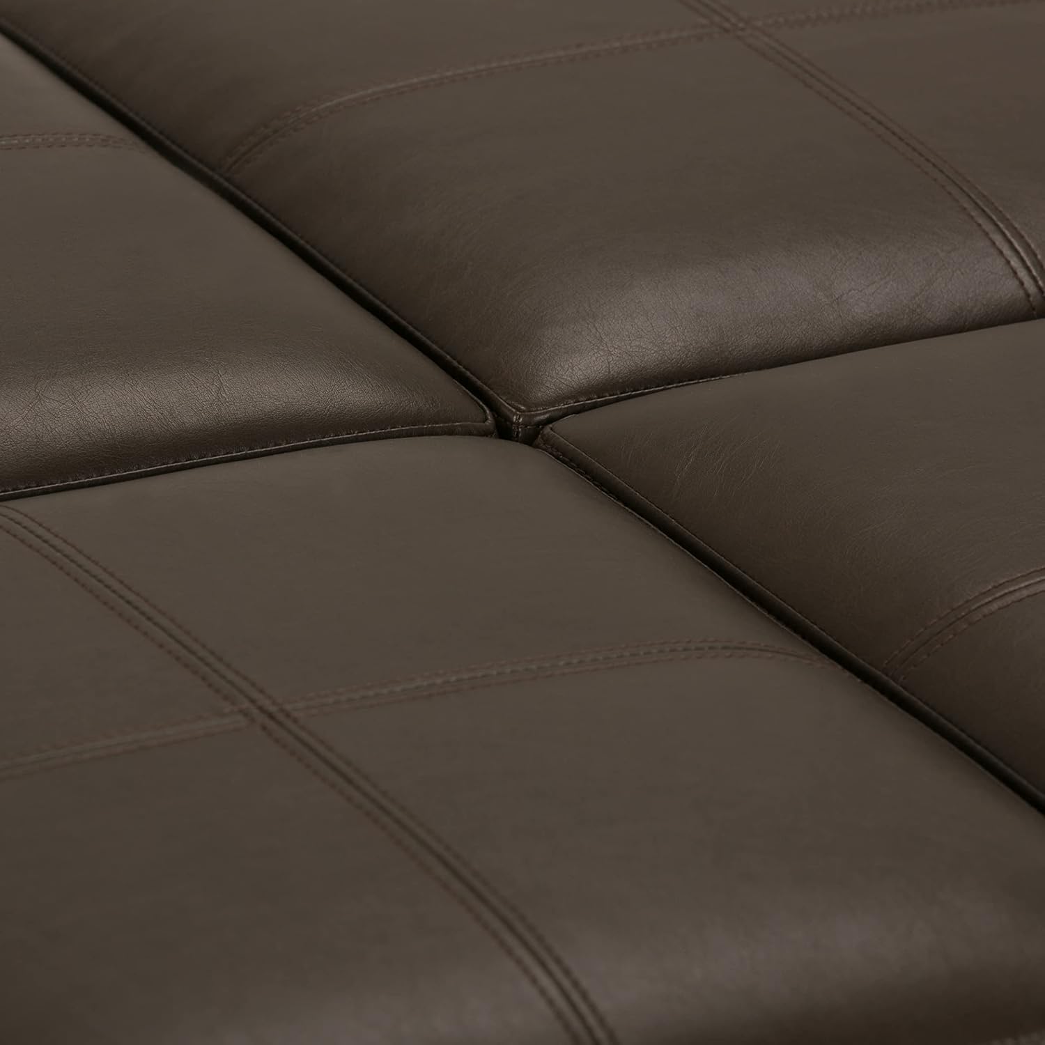 SIMPLIHOME Avalon 35 inch Wide Contemporary Square Coffee Table Storage Ottoman in Chocolate Brown Vegan Faux Leather, Assembled, For the Living Room and Bedroom