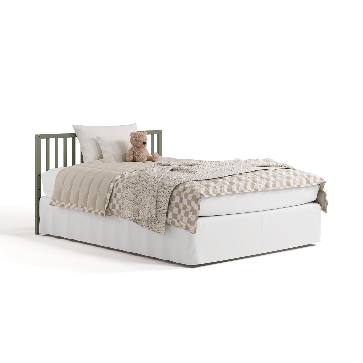 Storkcraft Morningside 5-in-1 Convertible Crib – GREENGUARD Gold Certified, Fits Standard Crib Mattress, Converts to Toddler Bed, Daybed and Full Bed, 4 Adjustable Mattress Heights (Olive)