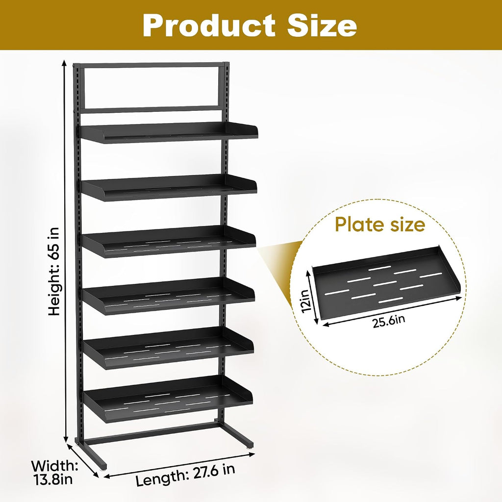 6 Tier Large Hat Rack Stand, Adjustable Baseball Cap Storage Rack with 6 Trays, Can Hold 180 Hats, Suitable for Home Cloakroom and Shopping Mall Display