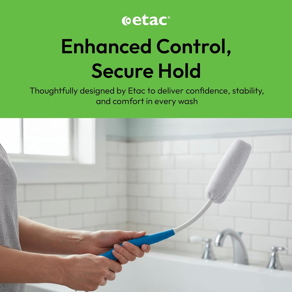 Etac Beauty Back Washer – Ergonomic Bath & Shower Washing Aid with Lightweight, Non-Slip Handle and Replaceable Washcloths for Easy Back Cleaning