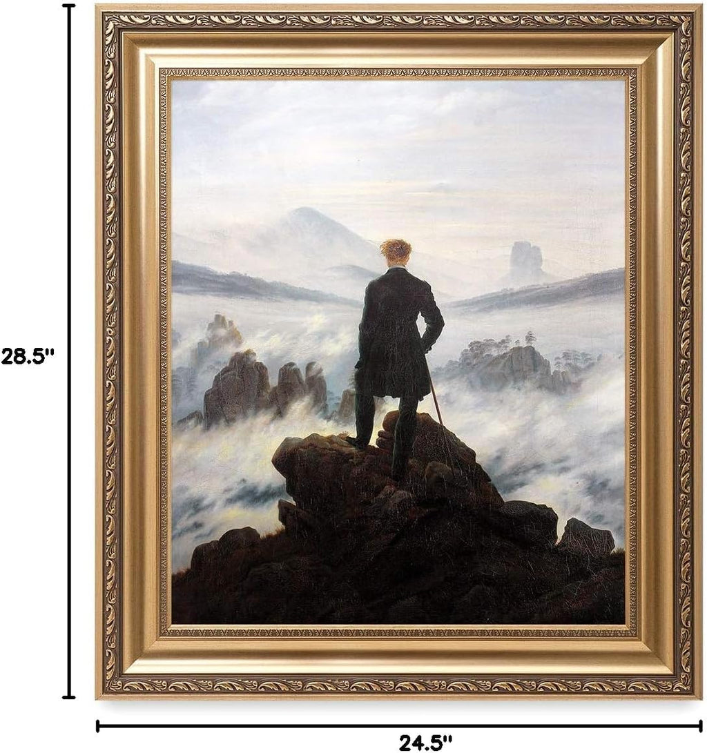 DECORARTS Wanderer Above the Sea of Fog (1818) by Caspar David Friedrich Giclee Prints Framed Art for Wall Decor. Framed Size: 30x26