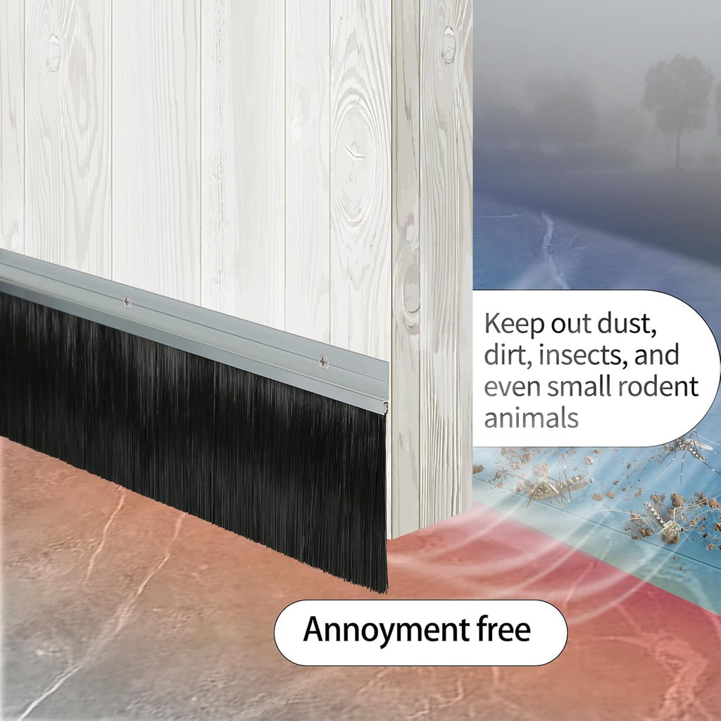Heavy Duty Door Bottom Brush Sweep 12 Pack 39.37' Retsun Garage Door Brush Seal, 3' Bristle Weather Stripping Draft Stopper for Roll Up, Exterior & Commercial Doors (3', Total 36 FT, 12 Sets)
