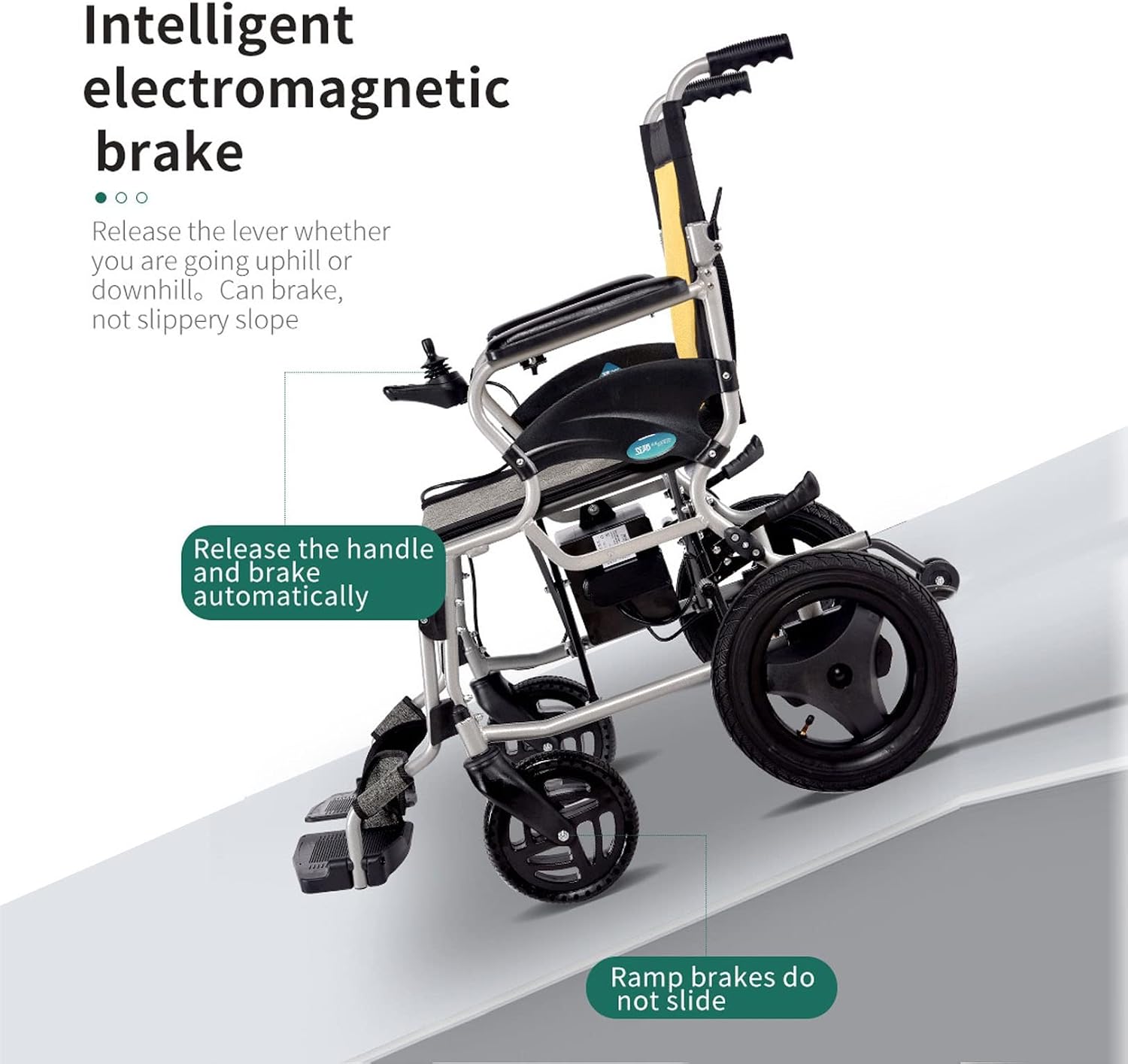 Folding Power Wheelchairs with 12AH Battery Wheelchairs Portable Propelled Wheelchair Open/Fold in 1 Second for Lower Limb Disability (Color : Yellow)