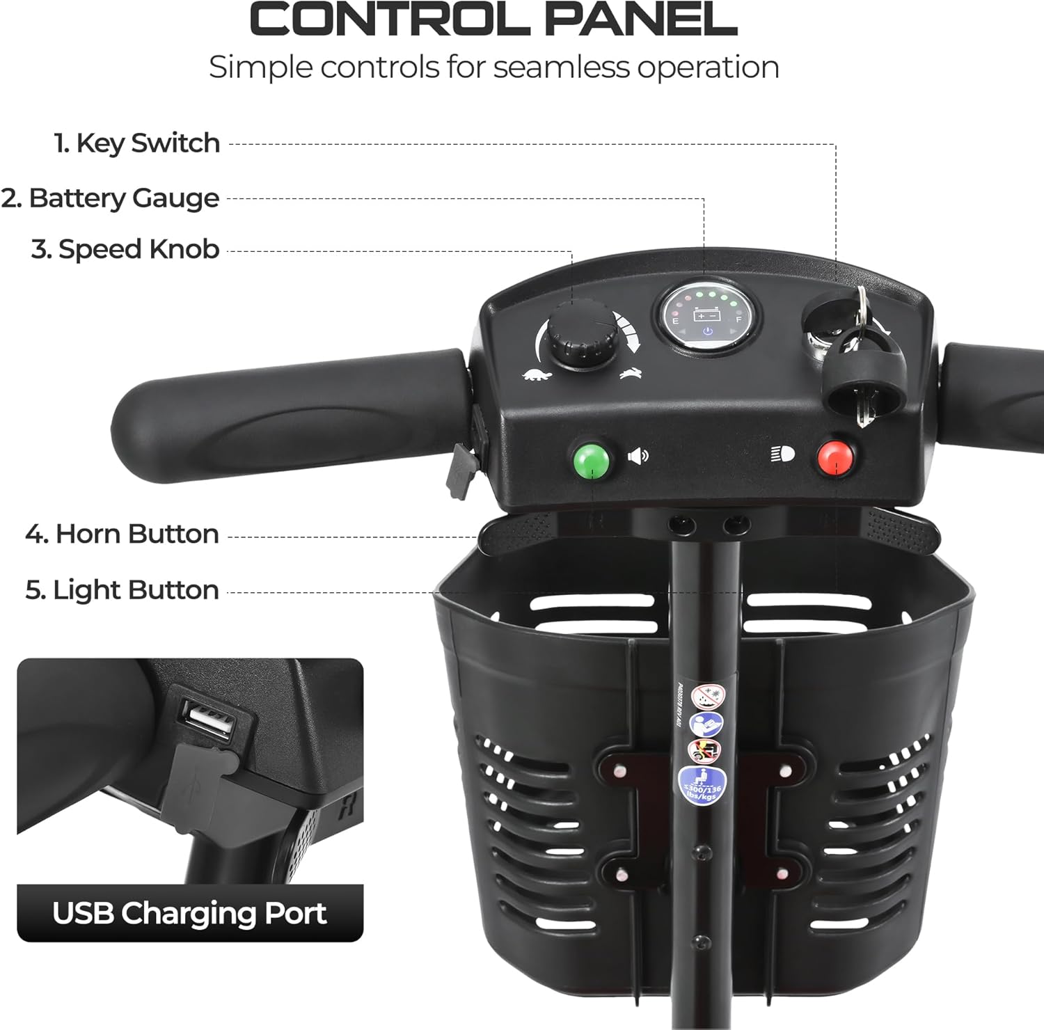Mobility Scooters for Seniors & Adults 350 Lb Weight Foldable,All-Terrain 4-Wheel Powered Scooter,Lightweight Foldable Disability Electric Wheelchair,Front Rear Led Lights with Basket,Blue