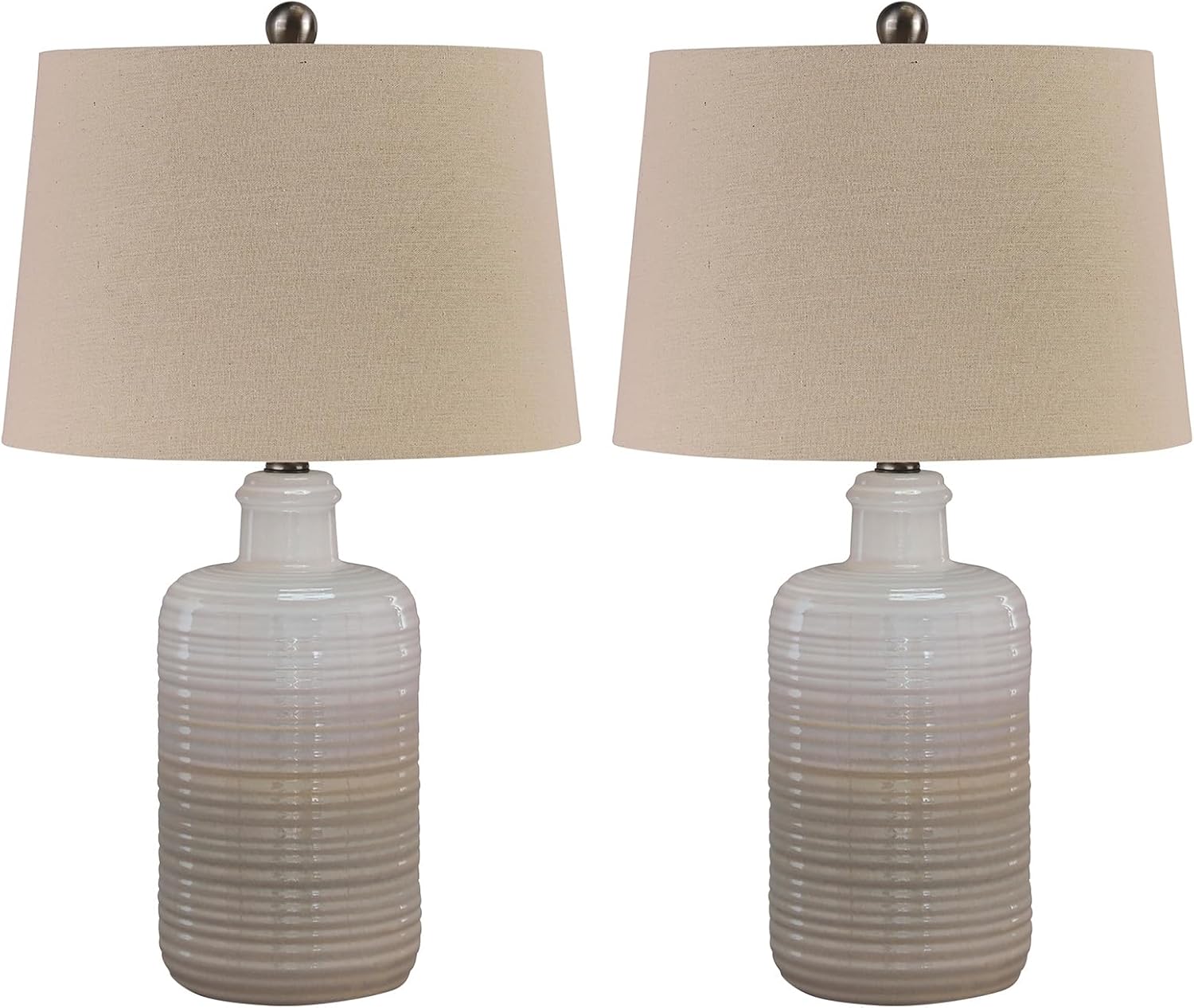 Signature Design by Ashley Marnina 25.5' Neutral Ceramic Table Lamp Set, 2 Count, Taupe