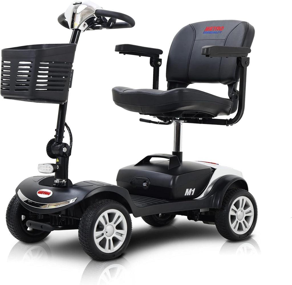 Folding Mobility Scooter for Seniors 4 Wheel Scooter for Adults Electric Medical Scooter Compact for Travel - Electric Powered Wheelchair Device - Compact Heavy Duty Mobile(M1 Chrome)