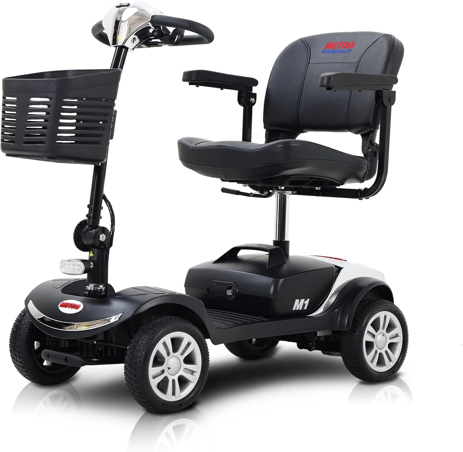 Folding Mobility Scooter for Seniors 4 Wheel Scooter for Adults Electric Medical Scooter Compact for Travel - Electric Powered Wheelchair Device - Compact Heavy Duty Mobile(M1 Chrome)