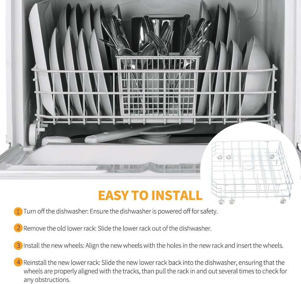 Allstare WD28X31819 WD28X10284 Dishwasher Lower Rack Replacement Parts for GE Dishwasher Parts Lower Dishrack Assembly with Wheels ADW1100N10WW GSD2100V55BB GE Dishwasher Bottom Rack
