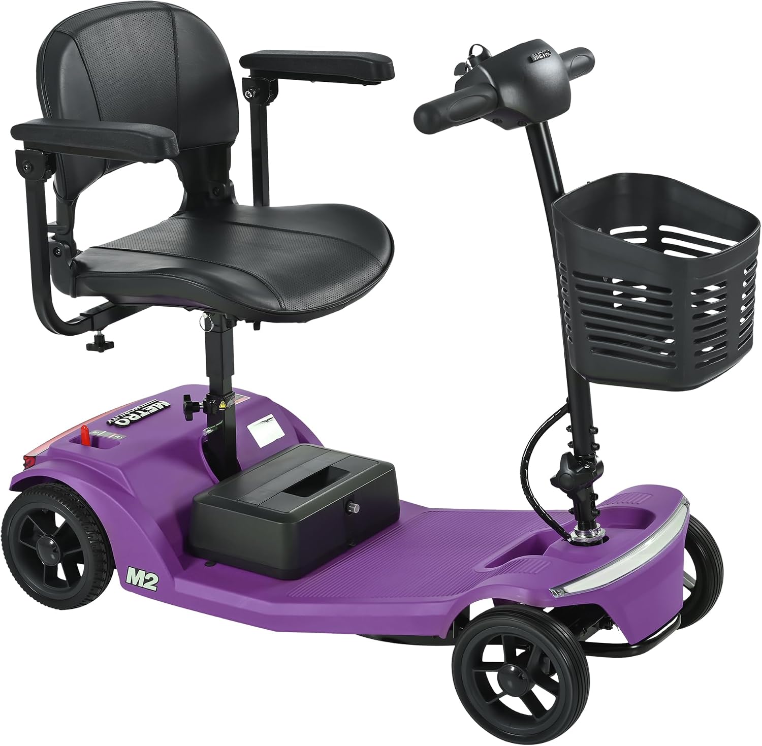 Mobility Scooters for Seniors & Adults 350 Lb Weight Foldable,All-Terrain 4-Wheel Powered Scooter,Lightweight Foldable Disability Electric Wheelchair,Front Rear Led Lights with Basket,Purple