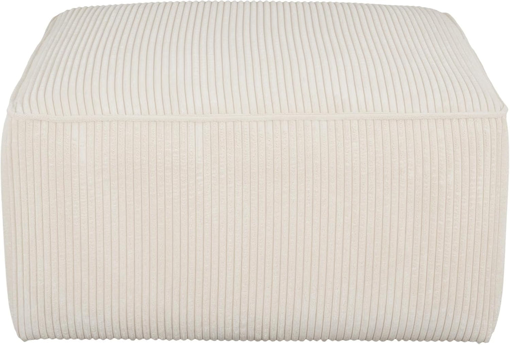 Christopher Knight Home Isa Square Ottoman Footstool, Corduroy Pouf Poufee Footrest Ottoman Large Seat, Modern Side Table for Living Room Bedroom Home Decor, Beige, 30'