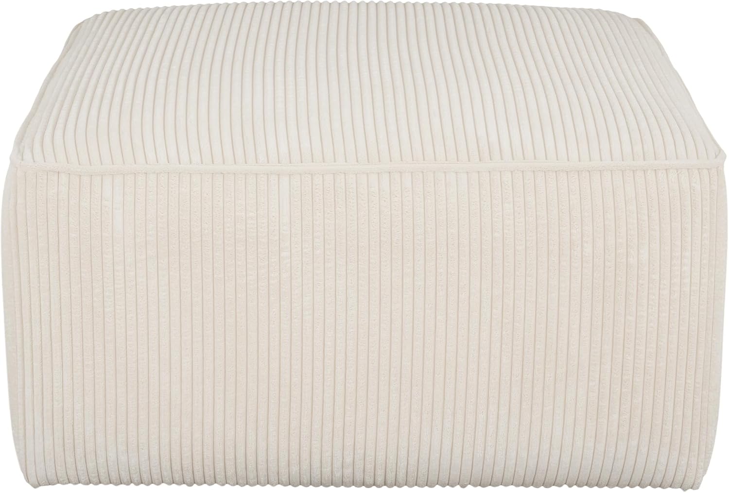 Christopher Knight Home Isa Square Ottoman Footstool, Corduroy Pouf Poufee Footrest Ottoman Large Seat, Modern Side Table for Living Room Bedroom Home Decor, Beige, 30'
