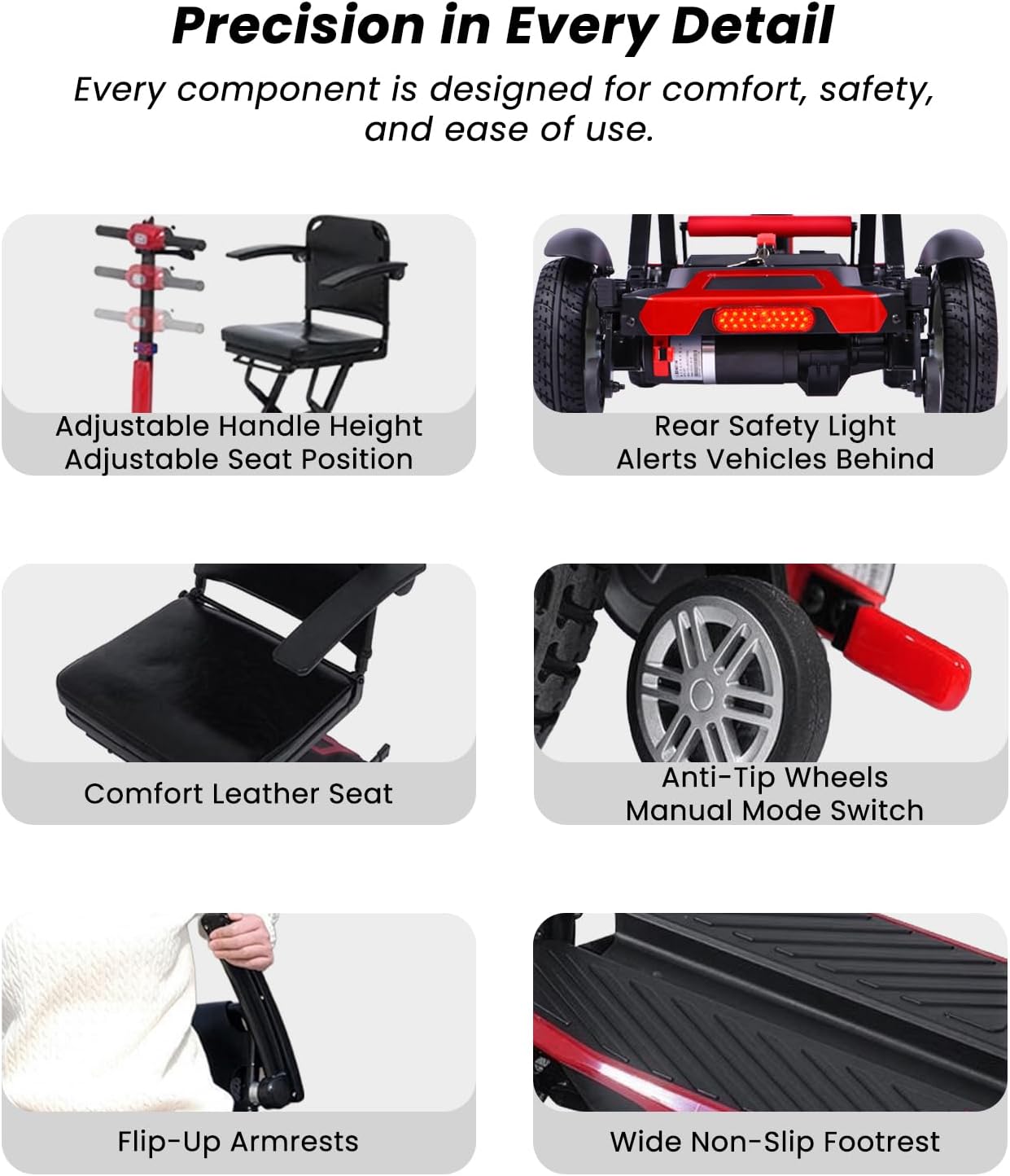 4-Wheel Mobility Scooter for Seniors, Foldable, 12-Mile Range | Auto Brake System for Enhanced Safety