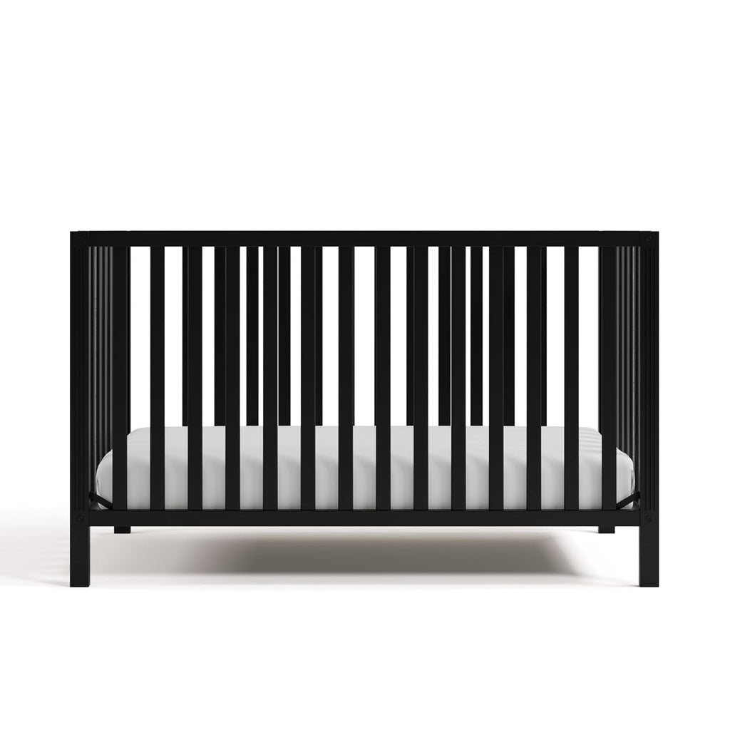 Storkcraft Morningside 5-in-1 Convertible Crib (Black) – GREENGUARD Gold Certified, Fits Standard Crib Mattress, Converts to Toddler Bed, Daybed and Full Bed, 4 Adjustable Mattress Heights