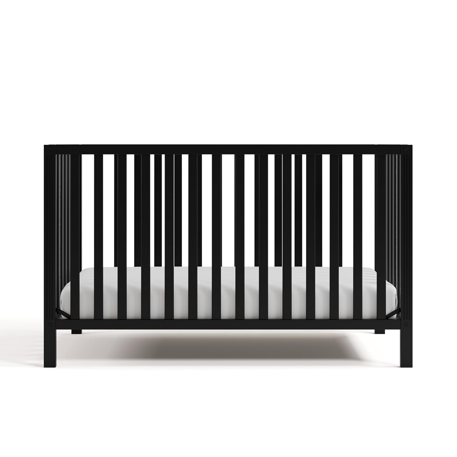 Storkcraft Morningside 5-in-1 Convertible Crib (Black) – GREENGUARD Gold Certified, Fits Standard Crib Mattress, Converts to Toddler Bed, Daybed and Full Bed, 4 Adjustable Mattress Heights