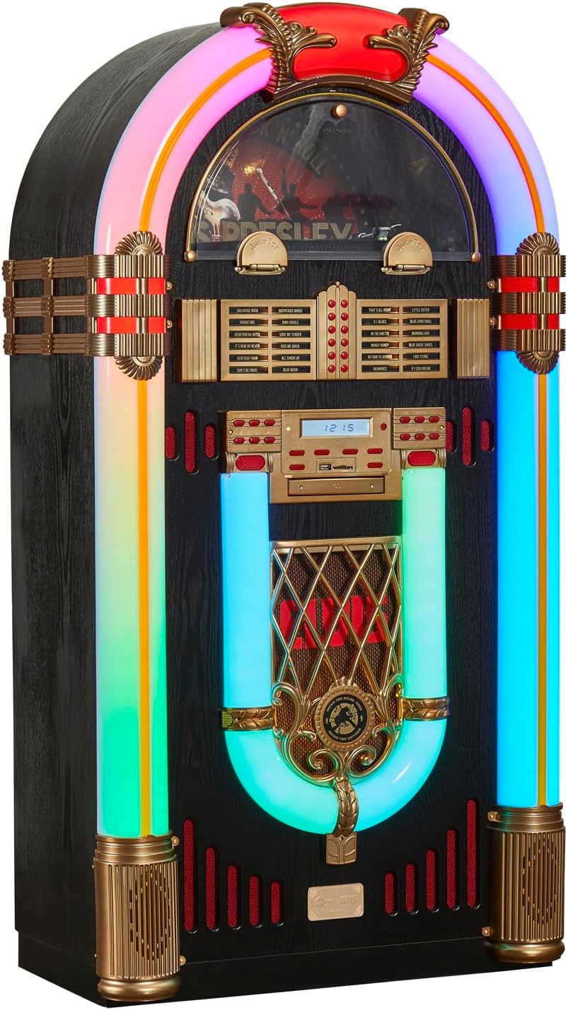 Arkrocket x Elvis Presley Jukebox Saturn V Full Size Bluetooth Vinyl Record Jukebox CD Player Vintage Radio Retro Turntable Classic Jukebox 51 inch