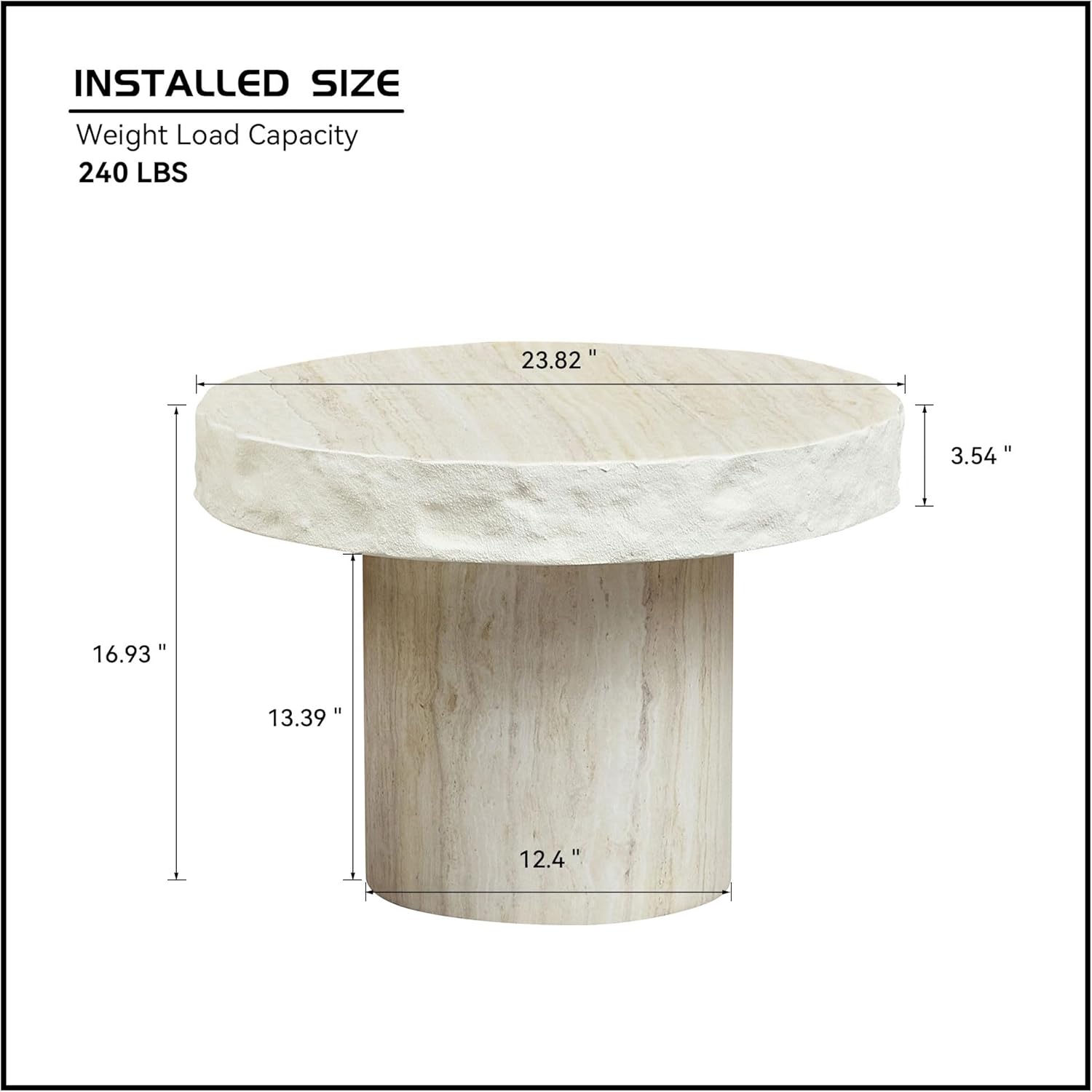 23.82' Faux Mars Textural Patterns Mordern Coffee Tables for Apartment Living Room,No Need Assembly,Beige