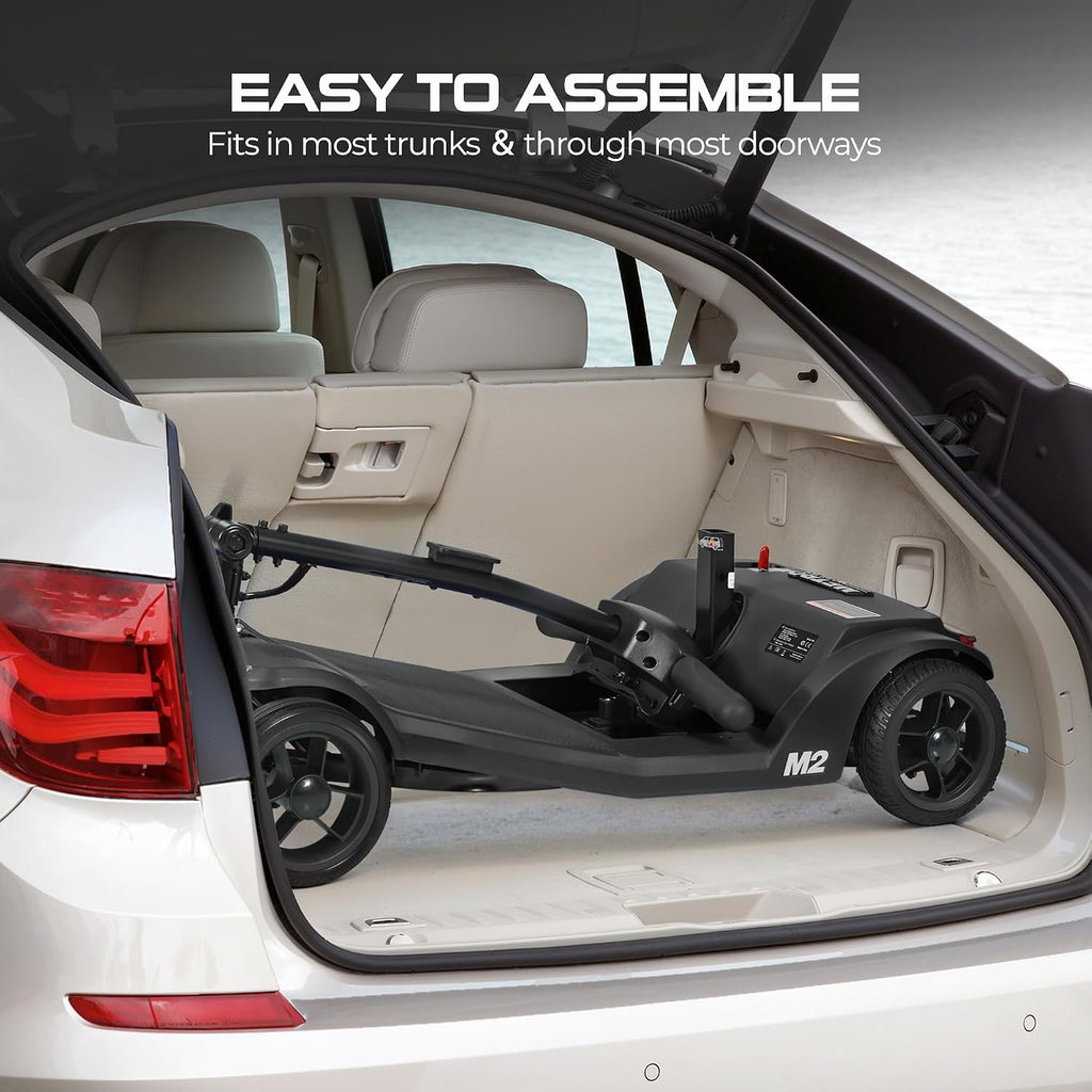 4-Wheel Folding Scooter - Electric Mobility Device for Seniors & Adults, 330lbs Max Weight, 10-15miles Per Charge Electric Powered Wheelchair Power Scooters Black