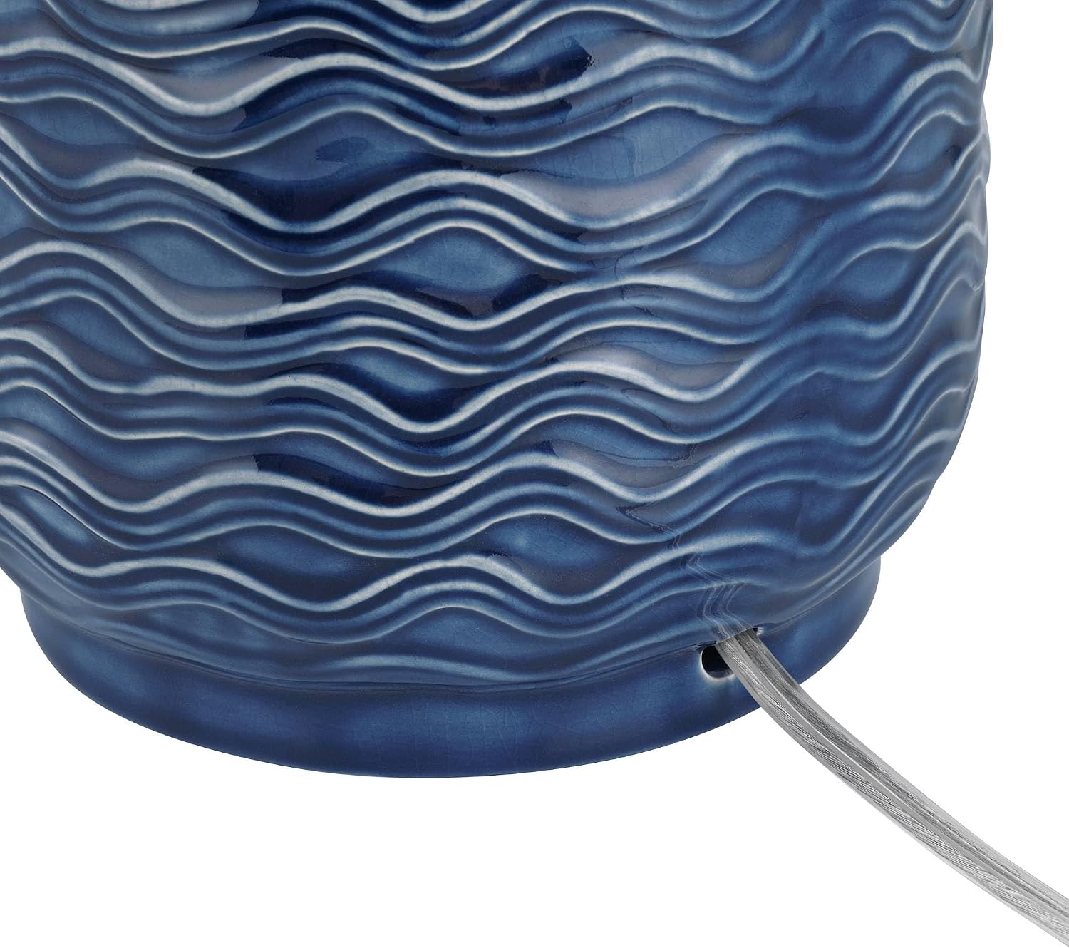 360 Lighting Waves 26 1/2' Tall Modern Coastal 3-Way Table Lamps Set of 2 Blue Ceramic Fabric White Shade Living Room Bedroom Bedside Nightstand House Office Home Reading Kitchen Entryway Console