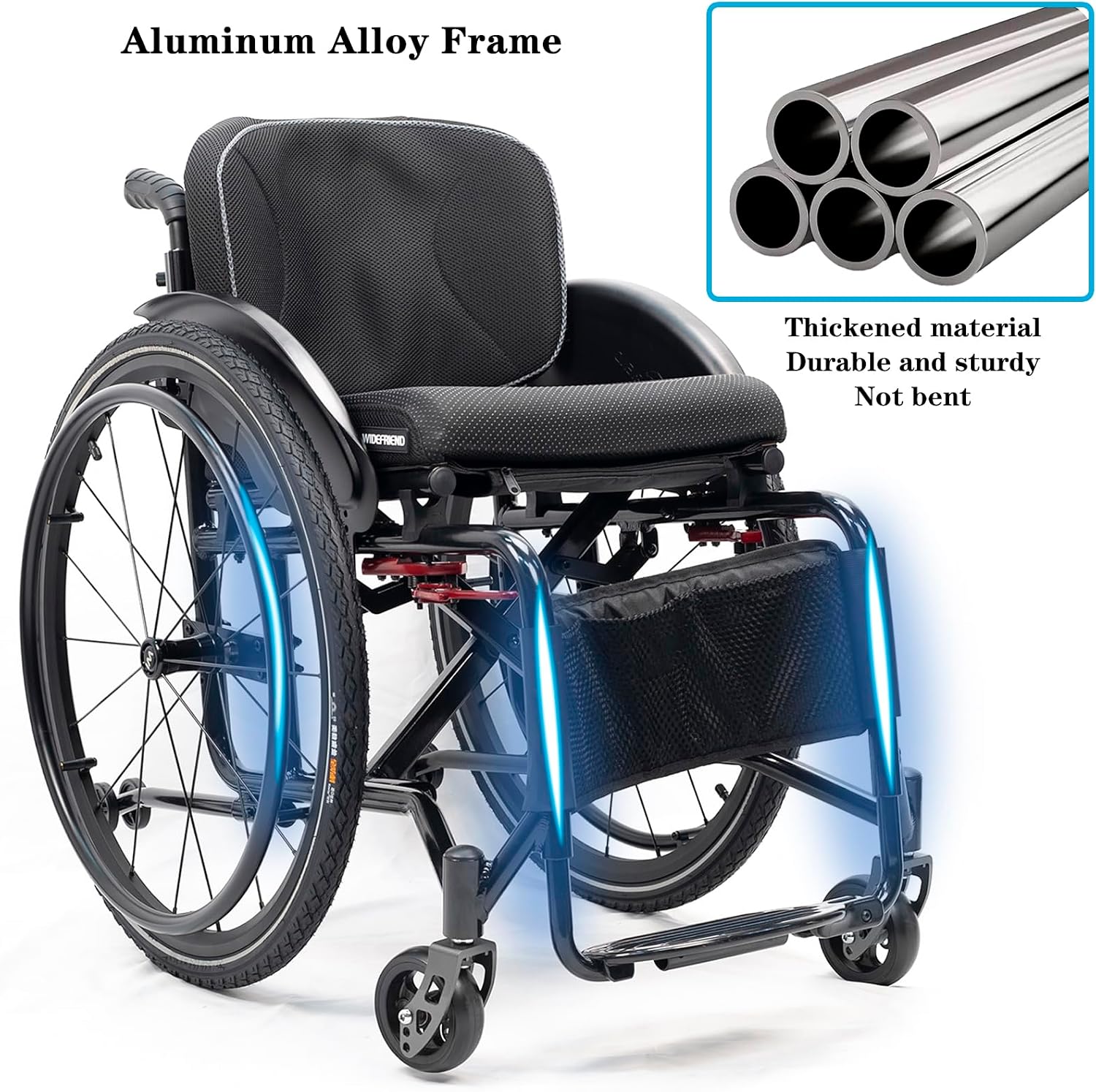 Folding Transport Wheelchair,Foldable Portable Manual Chair,Light Weight Sport Wheelchair,Aluminum Alloy Wheelchair,Self-propelled Manual Wheelchairs,Mobility Aids For Adult(Seat width 40cm,A-Black)(A