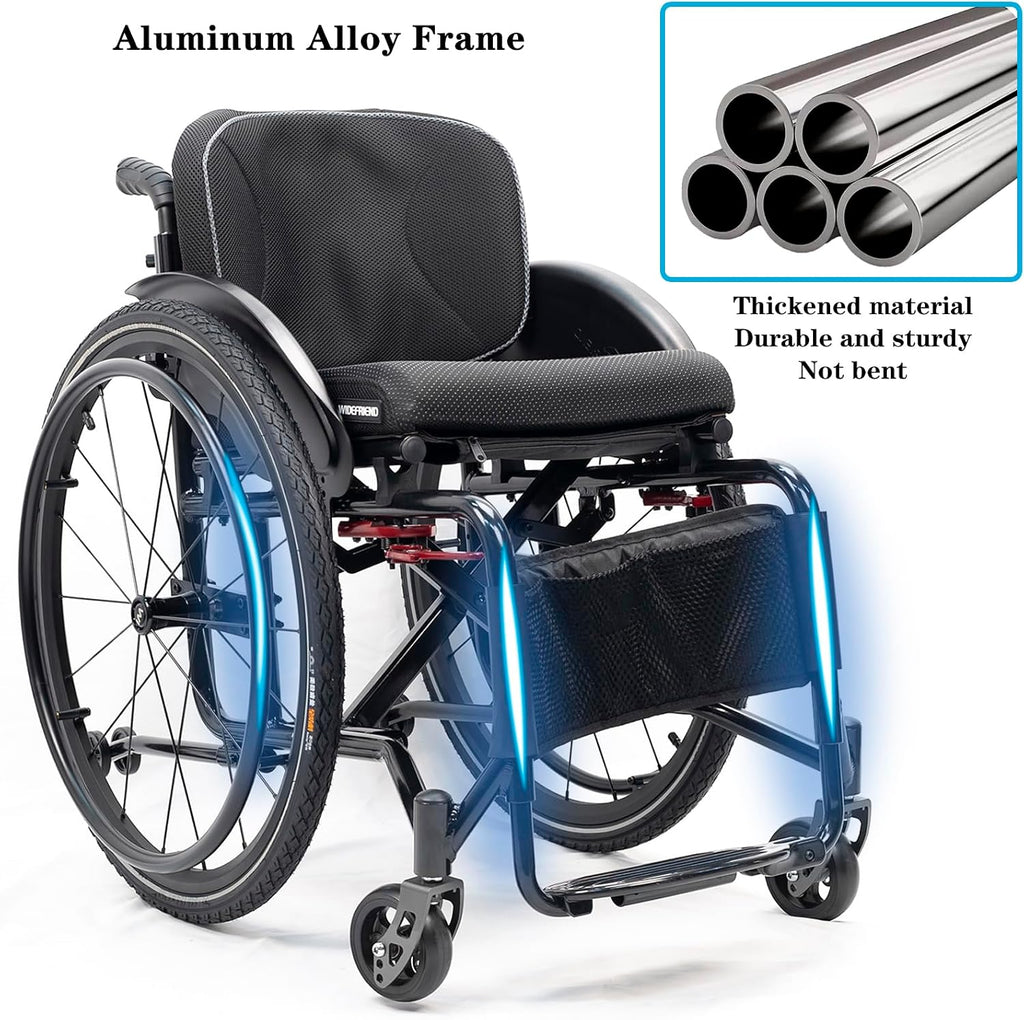 Folding Transport Wheelchair,Foldable Portable Manual Chair,Light Weight Sport Wheelchair,Aluminum Alloy Wheelchair,Self-propelled Manual Wheelchairs,Mobility Aids For Adult(Seat width 40cm,A-Black)(A