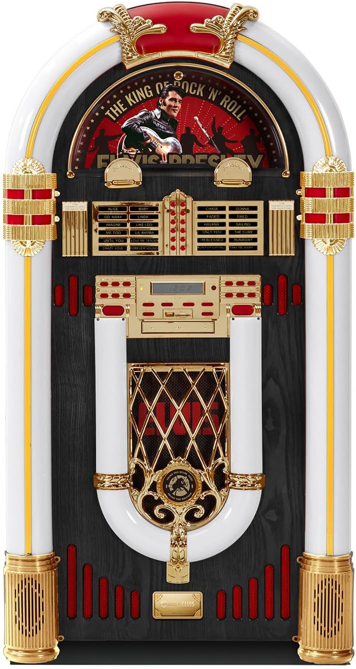 Arkrocket x Elvis Presley Jukebox Saturn V Full Size Bluetooth Vinyl Record Jukebox CD Player Vintage Radio Retro Turntable Classic Jukebox 51 inch