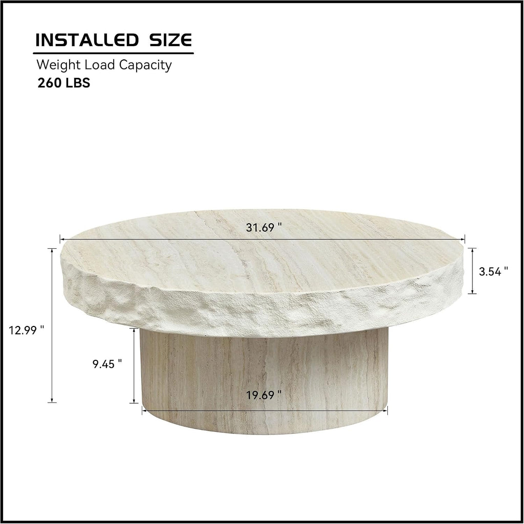 31.69' Faux Mars Textural Patterns Mordern Coffee Tables for Apartment Living Room,No Need Assembly,Beige