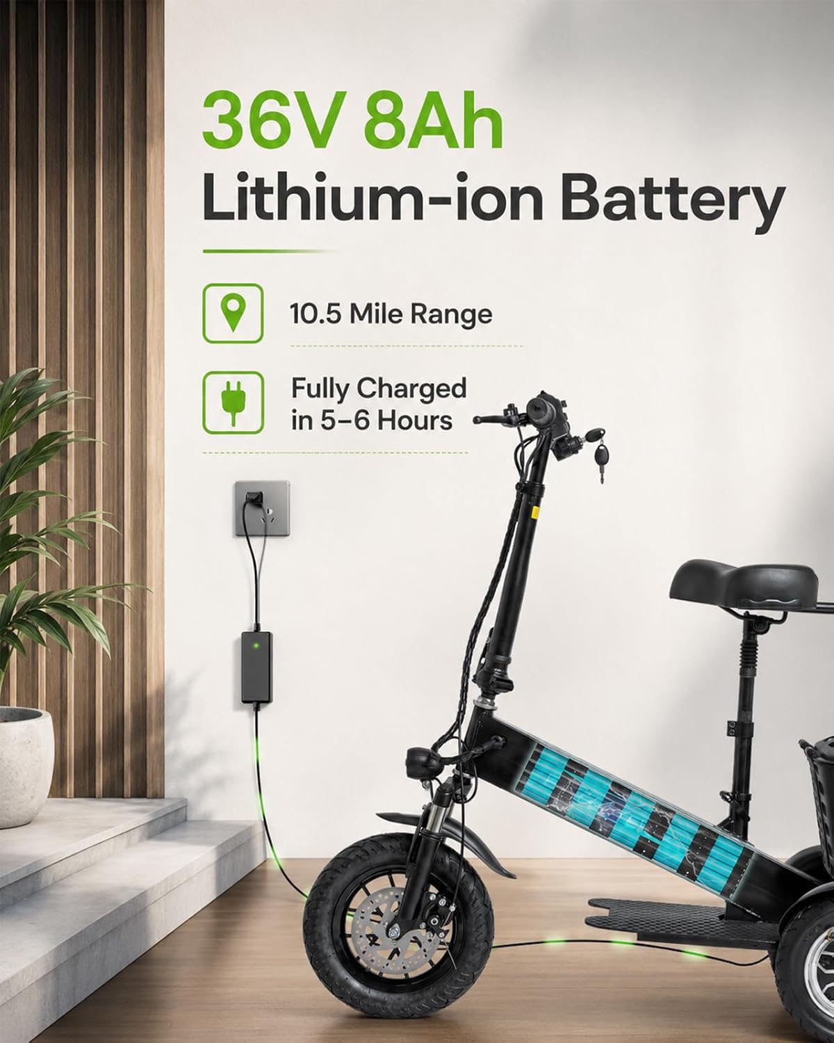 3-Wheel Mobility Scooter for Seniors & Adults, 500W Motor, Long Range | LED Headlight & Removable Basket Adjustable Seat & Handlebar Mobility Device Supports up to 330 lbs