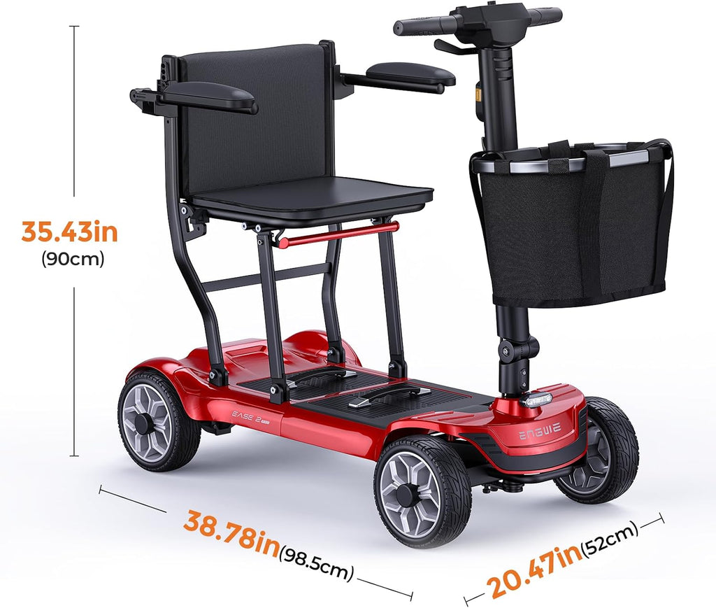 ENGWE Ease2 Pro Mobility Scooter, Lightweight Folding Mobility Scooters for Adults Seniors, 15Miles Long Travel Removable 384WH Lithium Batteries(Red)