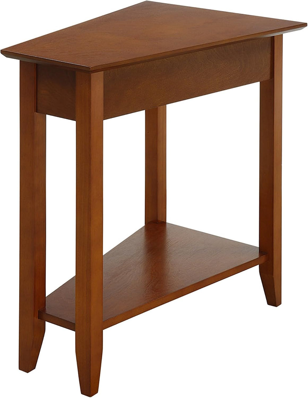 Convenience Concepts American Heritage Wedge End Table 24' - Classic Living Room Table with Storage Shelf, Side Table for Family Room, Bedside Table, Cherry