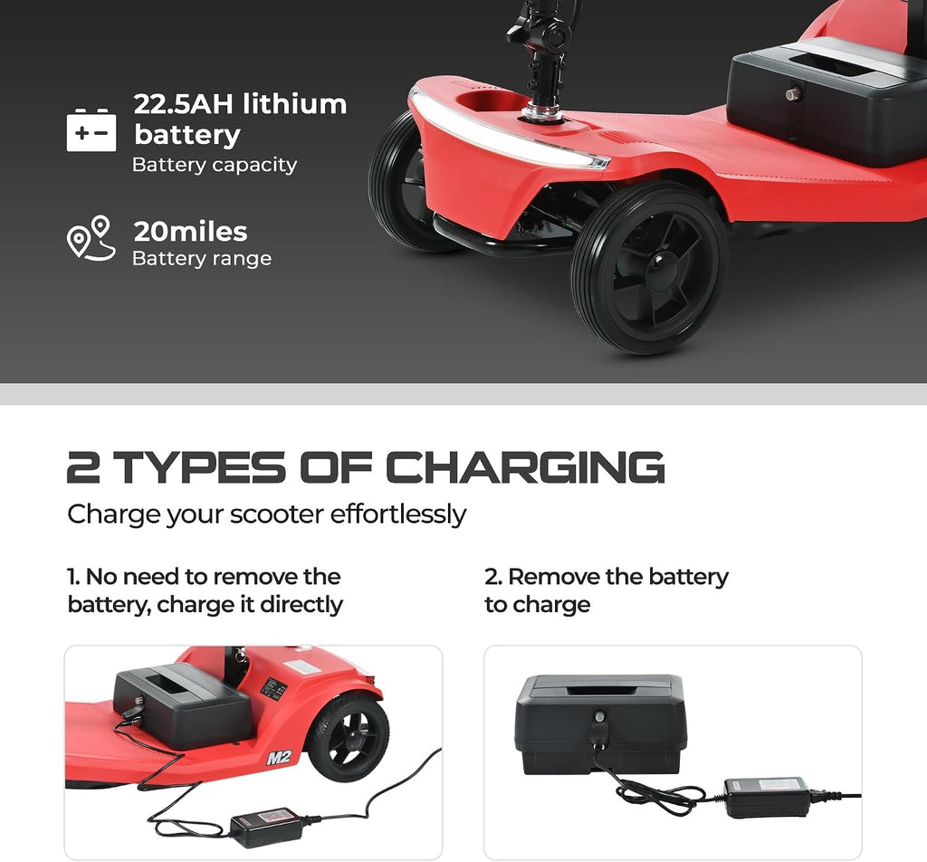Metro Electric Mobility Scooter for Seniors Foldable, Folding Mobility Scooter 20 Miles Range 300lbs, Lightweight All-Terrain 4 Wheel Scooters for Elderly Adults Handicap Bariatric