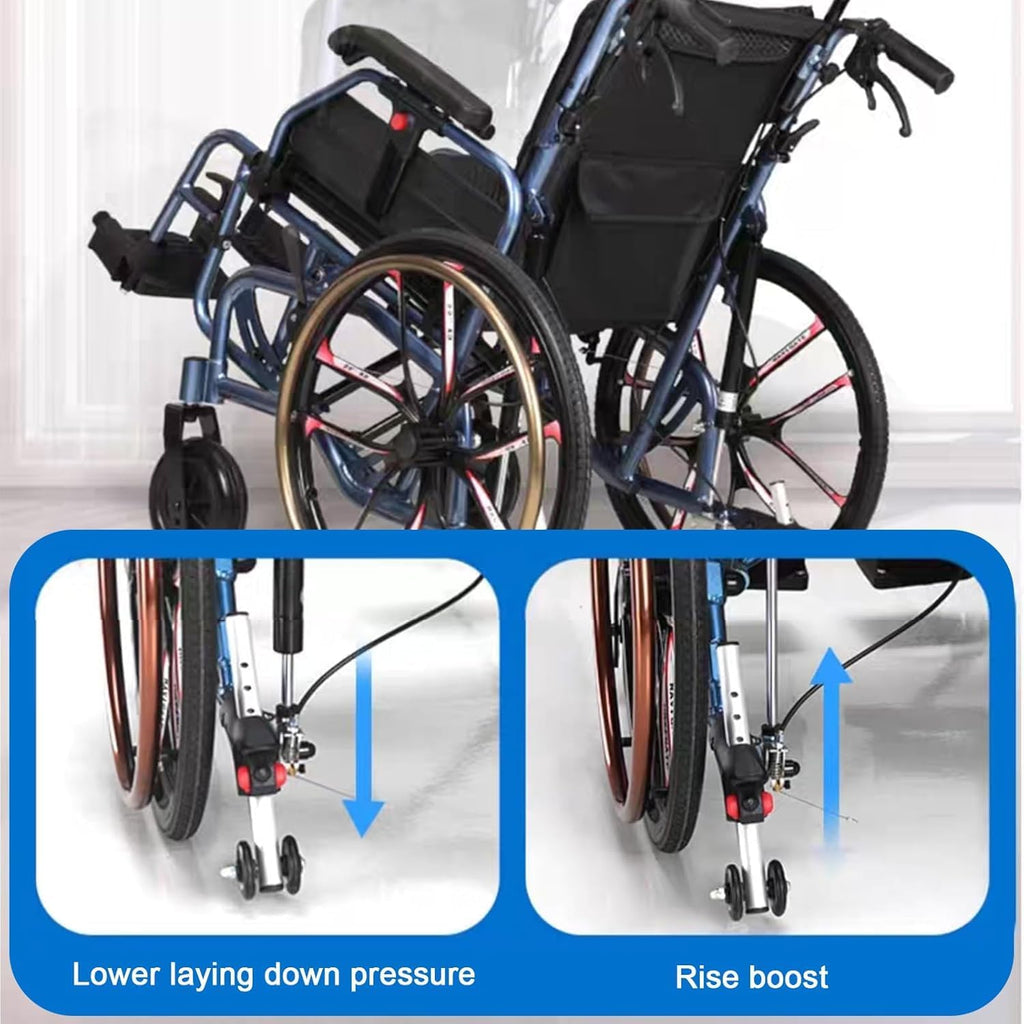 Full Lying Wheelchairs Folding, Lightweight Self Propelled Wheelchair Portable Comfort Wheelchair with Swing Away Footrests and Brakes,Self-propelled Manual Wheelchairs Scooter