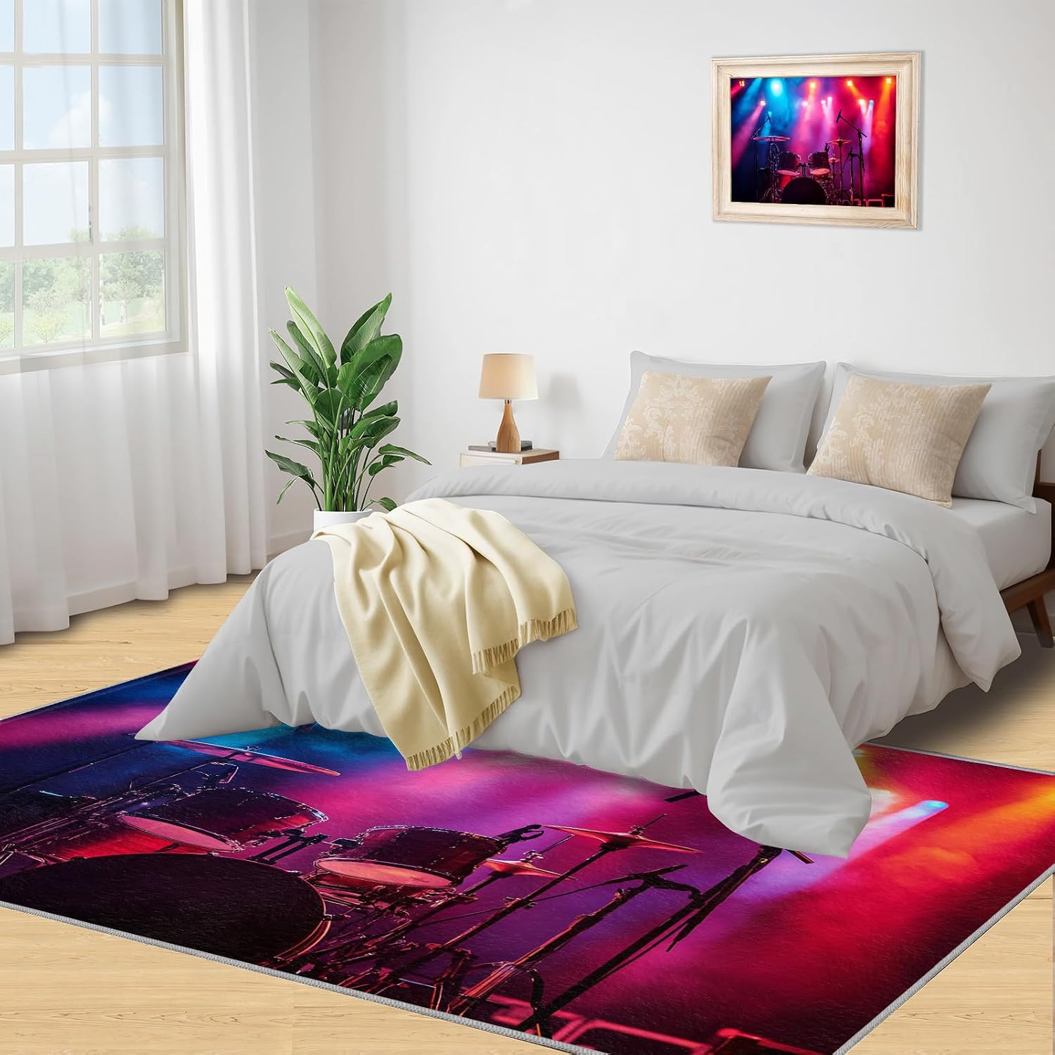 Drum Set Rugs for Music Room - 6x8 Rug, Drums Rug, Musical Instrument Washable Area Rugs for Bedroom, Musical Carpet, Boys Room Carpet - Drums Home Decor & Gift