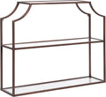 Kate and Laurel Ciel Modern Glam Wide Two-Tier Wall Shelf, 24 x 20, Bronze, Tiered Bathroom Shelves for Over the Toilet Storage or Bedroom Makeup Organizer