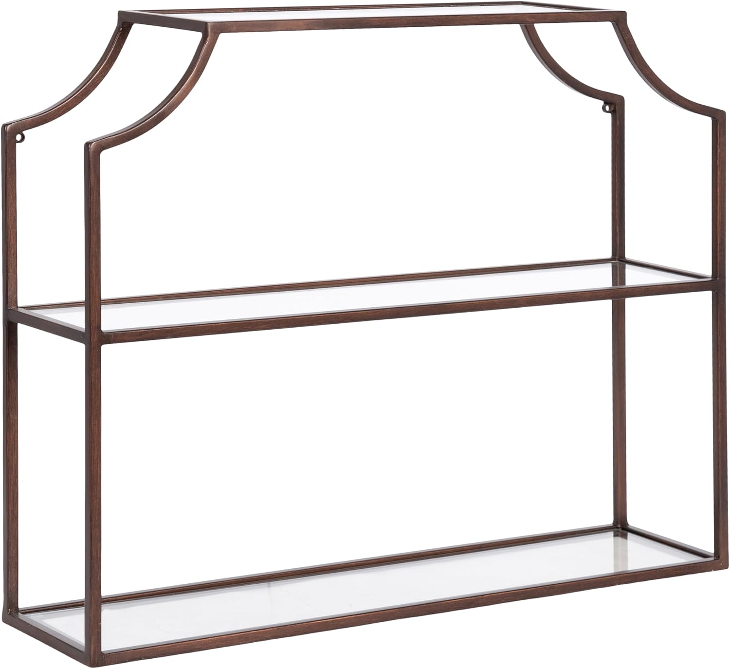 Kate and Laurel Ciel Modern Glam Wide Two-Tier Wall Shelf, 24 x 20, Bronze, Tiered Bathroom Shelves for Over the Toilet Storage or Bedroom Makeup Organizer