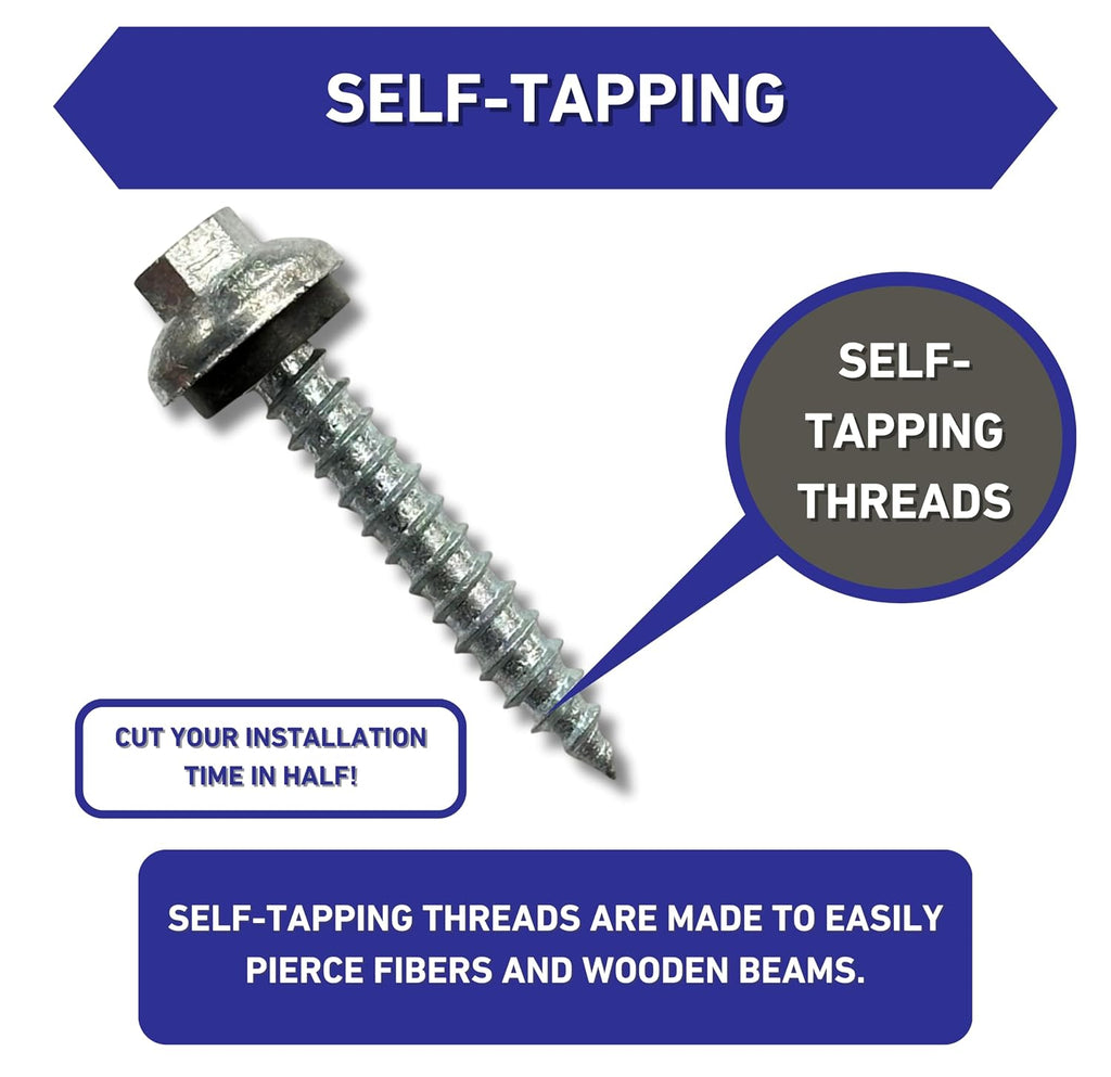 EAGLE 1 Long-Life Metal Roofing Screws: #14 x 1.5 Dome Cap Metal Roofing Screws (250-Count), Self-Tapping Tip, EPDM Washer, Multiple Colors/Includes 5/16' Magnetic Hex Bit Driver (Lightstone, 250)