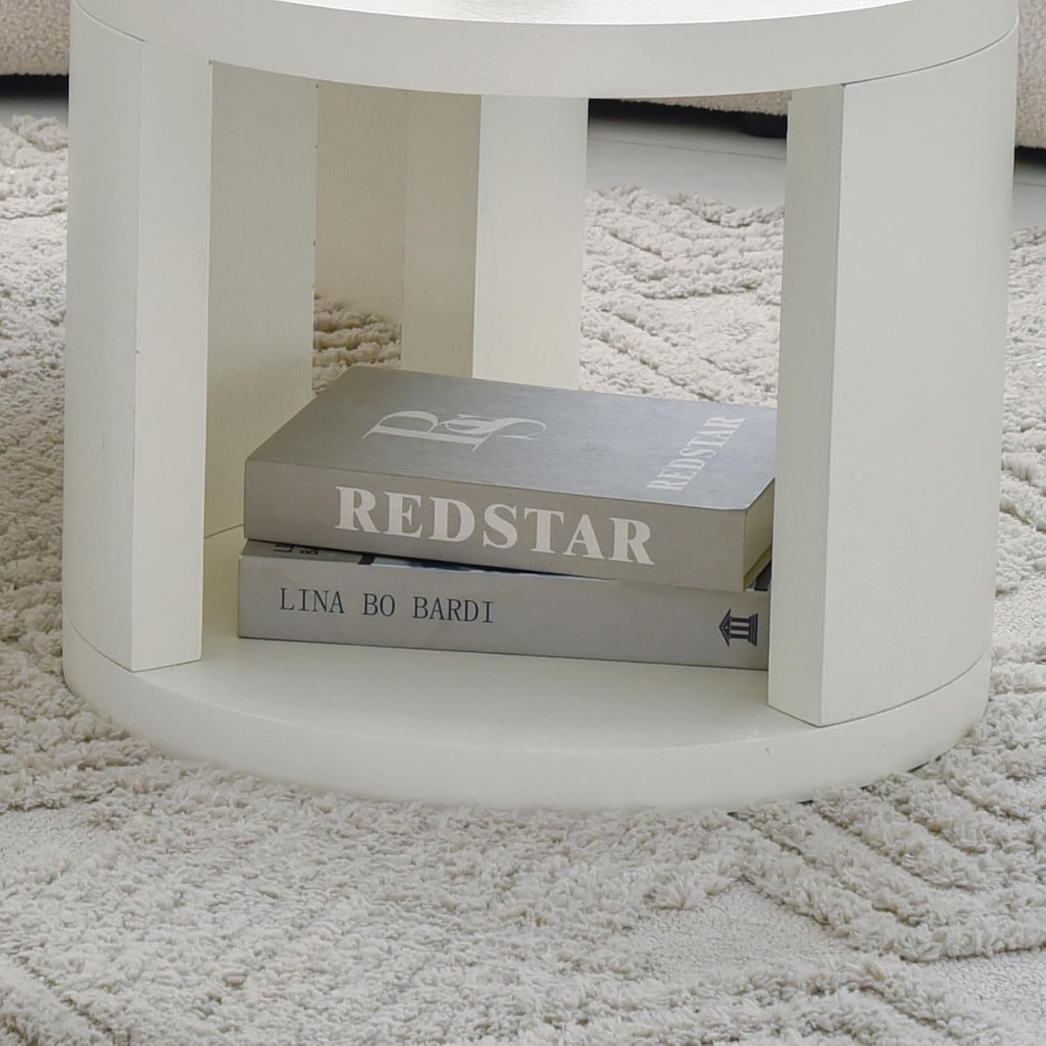 Round Coffee Table Set of 2, Nesting Coffee Tables with Storage, Living Room Table Set, Modern Wood Center Table for Living Room, Apartment, 31.5' & 18' Accent Table Set, Textured White