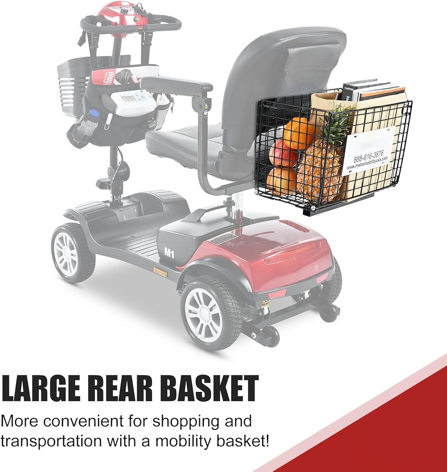 Mobility Scooters for Seniors & Adults 400 Lb Weight Capacity,Lightweight Foldable All Terrain 4 Wheel Powered Scooter,Disability Electric Wheelchair,Add A StorageBox,and Shoulder Bag,5MPH,red