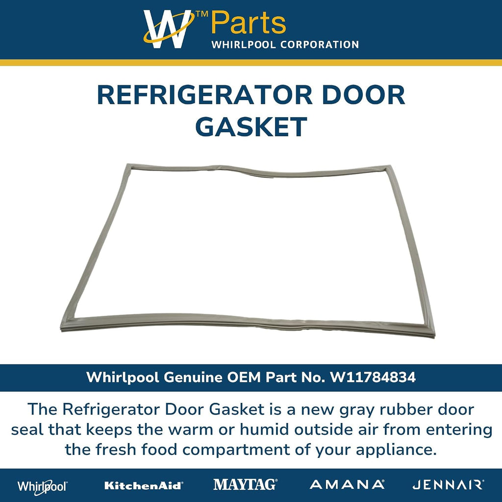 Whirlpool W11784834 Genuine OEM Refrigerator Door Gasket Replacement Part - Replaces W11648071, W11720505, and W11030683