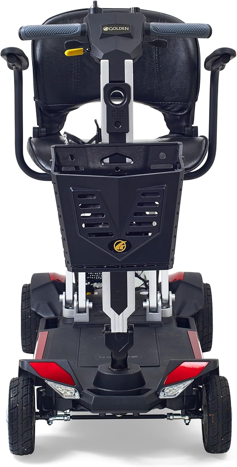 Golden Technologies Buzzaround CarryOn Manual Folding Travel Mobility Scooter - Folds to 12' - Airline Approved 12.5 ah Lithium Battery - 47.5 lbs. Without The Seat and Battery (Red/Blue)