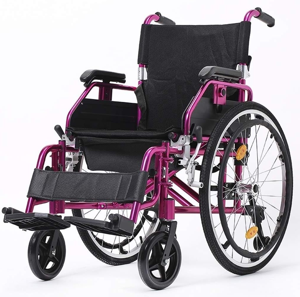 Wheelchair Lightweight Foldable, Manual with Non-Pneumatic Tire Adjustable Pedals Aluminum Alloy Push Scooter,Portable