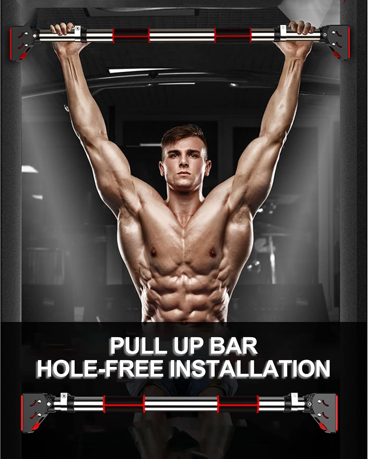 Pull Up Bar Wall Mounted, Chin Up Bar Horizontal Bar for Home Arm Training, Adjustable Door Frame Boom, No Need to Punch Holes, Adult Children's Fitness Equipment (OneColor 72)