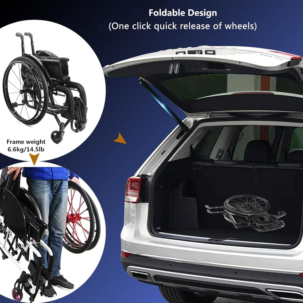 Wheelchairs for Adults,Sports and Leisure Wheelchairs,Portable Manual Wheel Chair,Folding All-Terrain Ultra Lightweight Wheelchair,Self-propelled Transport Wheelchairs(Seat Width 36cm/14.1in,Purple)