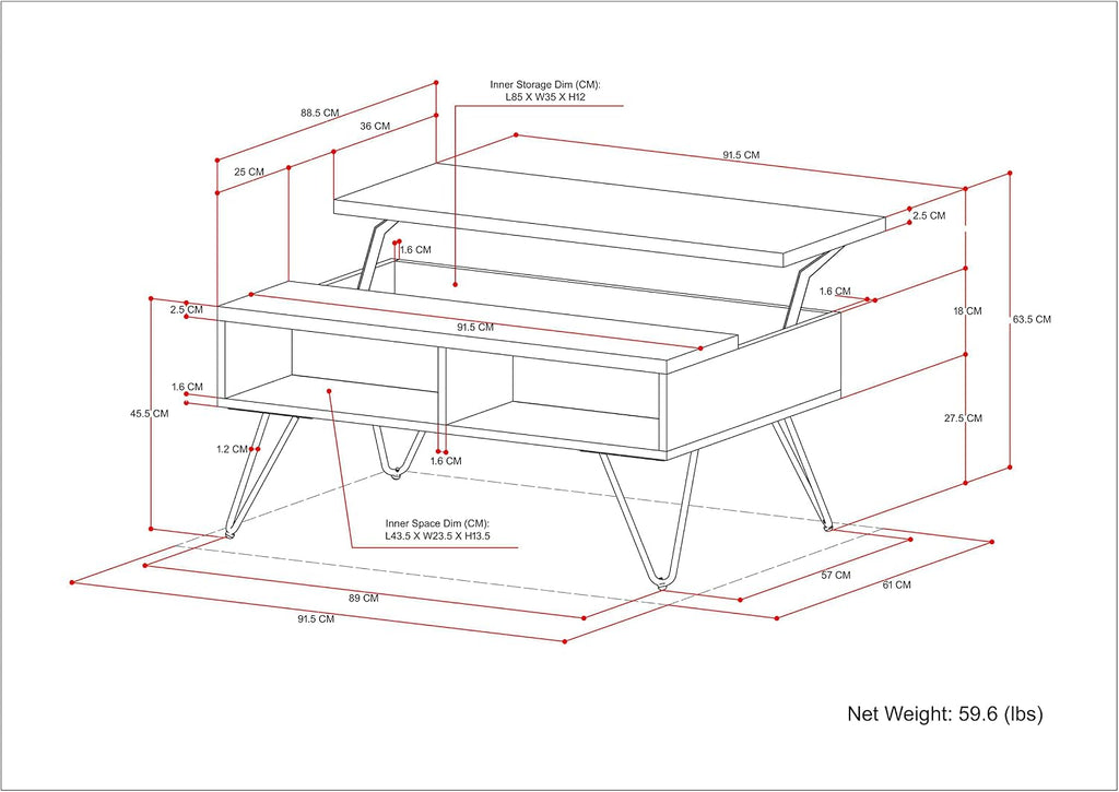 SIMPLIHOME Hunter Small Lift Top Coffee Table - 36 inch Wide Solid Mango Wood and Metal Industrial Cocktail Table in Natural, Living Room Table with Hidden Storage, 2 Cubbies, and Hairpin Legs