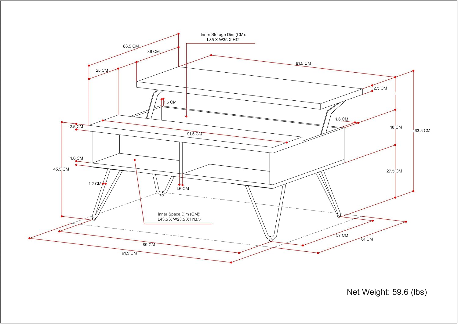 SIMPLIHOME Hunter Small Lift Top Coffee Table - 36 inch Wide Solid Mango Wood and Metal Industrial Cocktail Table in Natural, Living Room Table with Hidden Storage, 2 Cubbies, and Hairpin Legs