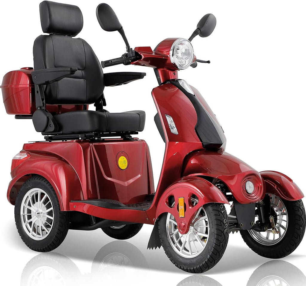 Mobility Scooters for Seniors,Heavy-Duty 4 Wheel Mobility Scooters for Travel,500LBS Capacity 1000W All Terrain Handicap Scooters for Adults (Red1-afd)