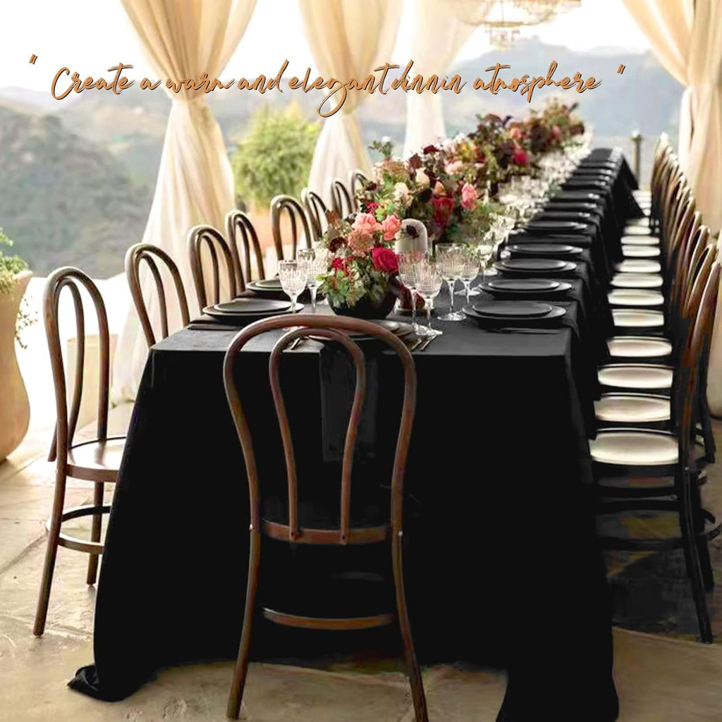 12 Pack Black Tablecloths for 8ft Rectangle Tables 90 x 132 Inch - Polyester Table Cover Stain and Wrinkle Resistant Washable Fabric Table Clothes for Wedding Party Banquet Reception Restaurant